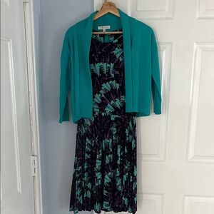Cynthia Rowley Black, Purple, and Teal Patterned Dress -Size Medium